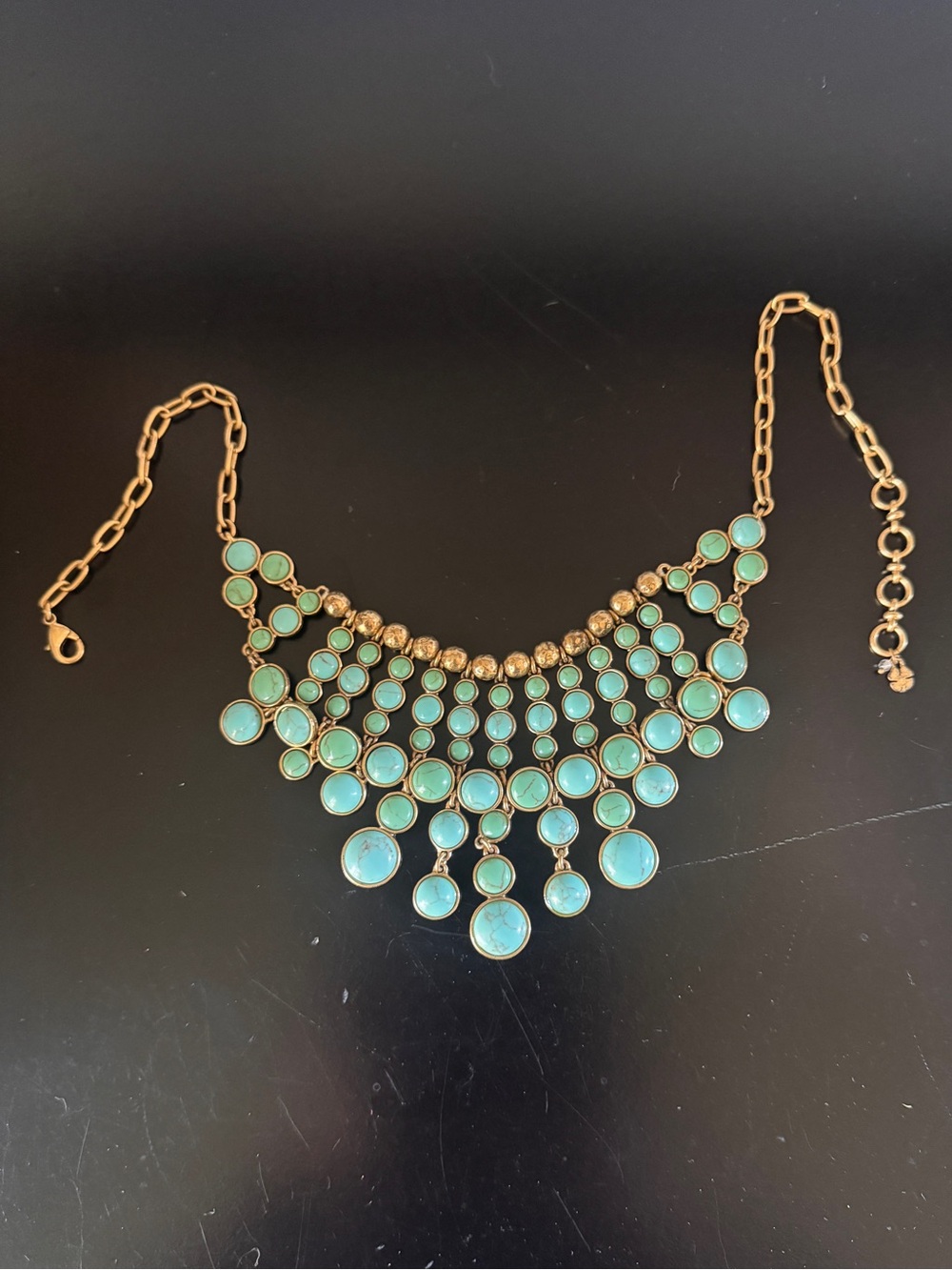Gold-Tone costume Turquoise Statement Bib Necklace - Women Jewelry